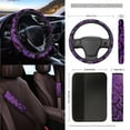 thumbnail image 3 of Renewold Bat Violet Black Car Seat Cover Covers with Steering Wheel Seat Belt Strap Pad Trash Bag Phone Holder Rearview Mirror Accessories Cup Holder Key Chain Halloween Auto Decor, 15 Pack, 3 of 7