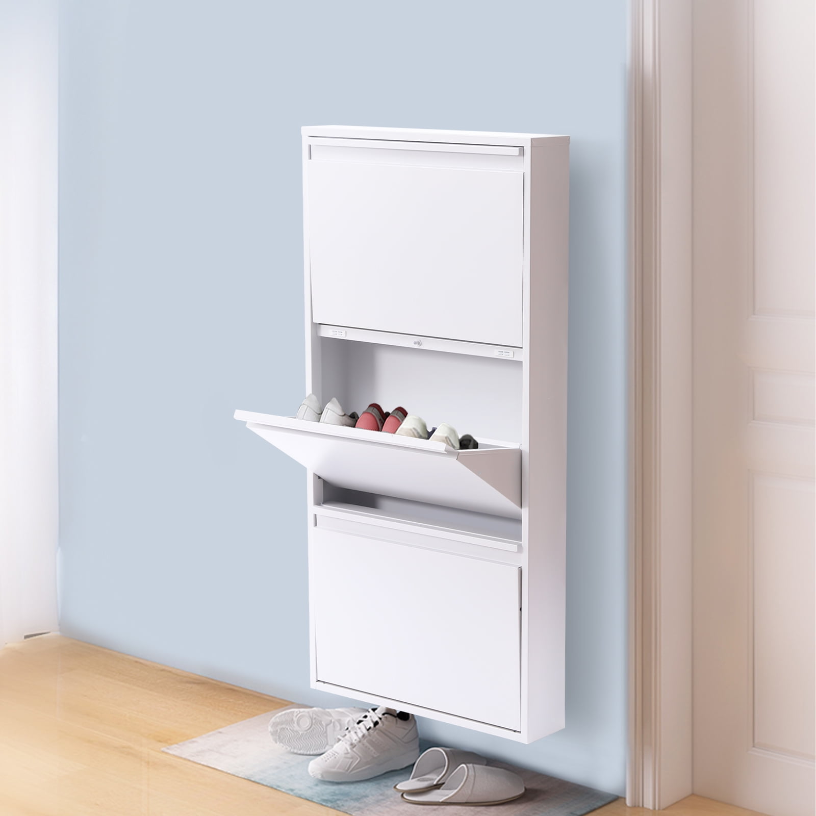 3 Drawer Shoe Storage Cabinet – SPACEROCK Wall Mounted & No