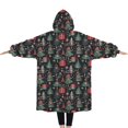 thumbnail image 2 of Oversized Wearable Blanket Hoodie,Dark Christmas Tree and Gift Pattern Sherpa Blanket Hoodie with Super Pockets,Super Warm Fuzzy Pullover for Women & Men, 2 of 6