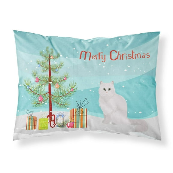 Chinchilla Persian Longhair Cat Merry Christmas Fabric Standard Pillowcase