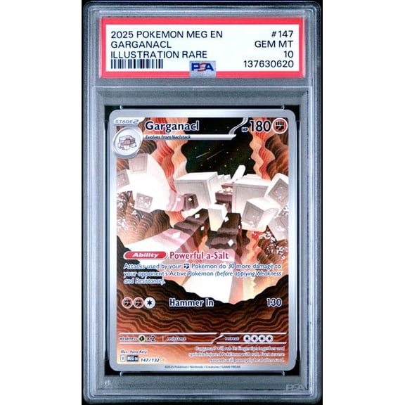 Graded 2025 PKM MEG EN Garganacl #147 Illustration Rare Trading Card Game PSA 10 Gem Mint