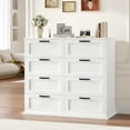 thumbnail image 3 of Homfa Horizontal 8 Drawer Dresser, White Wood Storage Cabinet, Double Dresser for Bedroom Living Room, 3 of 7
