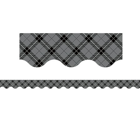 - GRAY PLAID SCALLOPED BORDER TRIM
