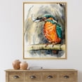 thumbnail image 2 of Designart 'Common Kingfisher On Branch Eating A Small Fish' Traditional Framed Canvas Wall Art Print, 2 of 5