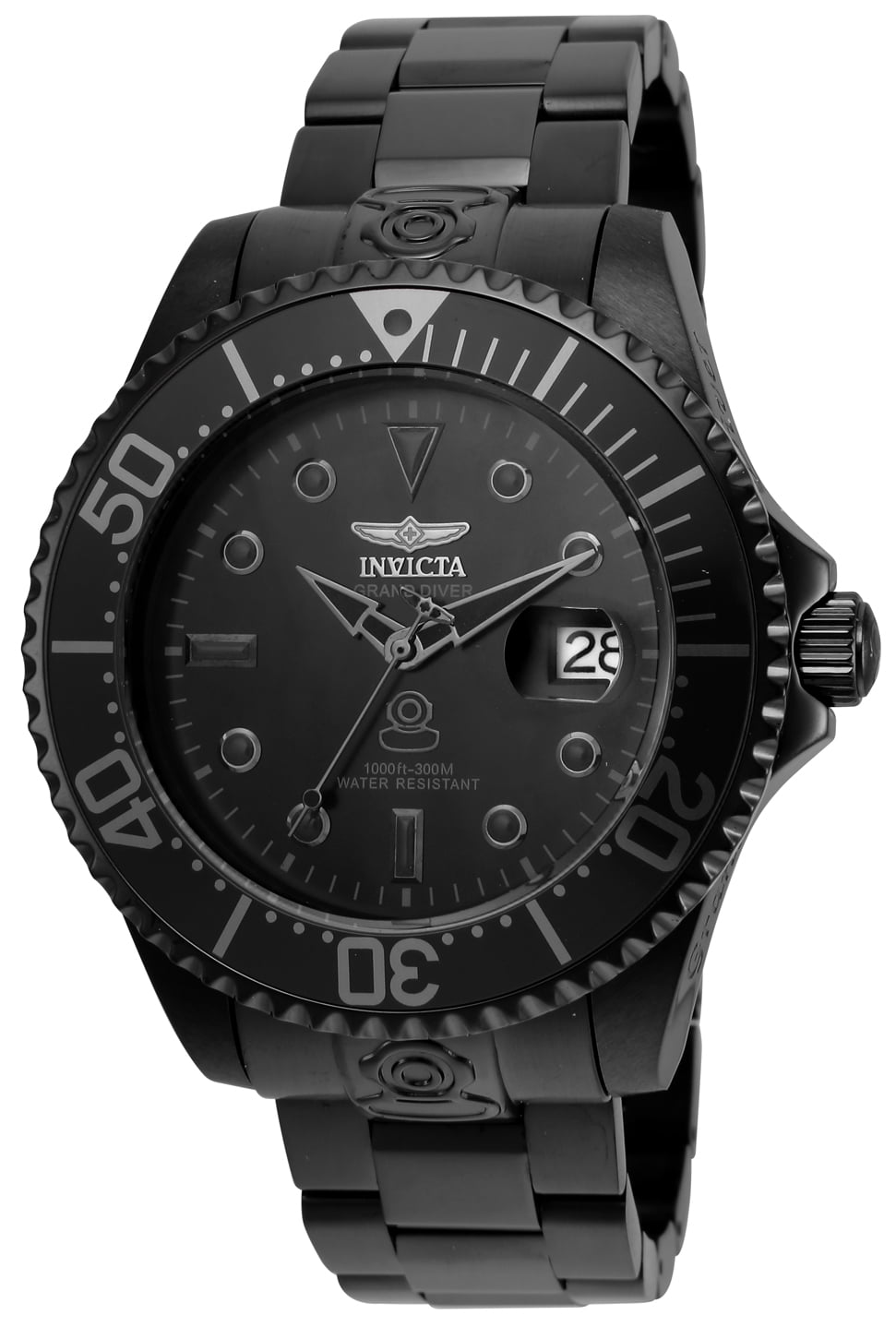 Invicta Men's 21869 Grand Diver Black Dial Black IP Steel Bracelet  Automatic Dive Watch