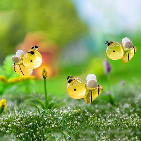 Masteelf 10pcs Bee Figures Glow in the Dark Resin Miniature Bee Garden Bee Figurines Decorative Miniatures