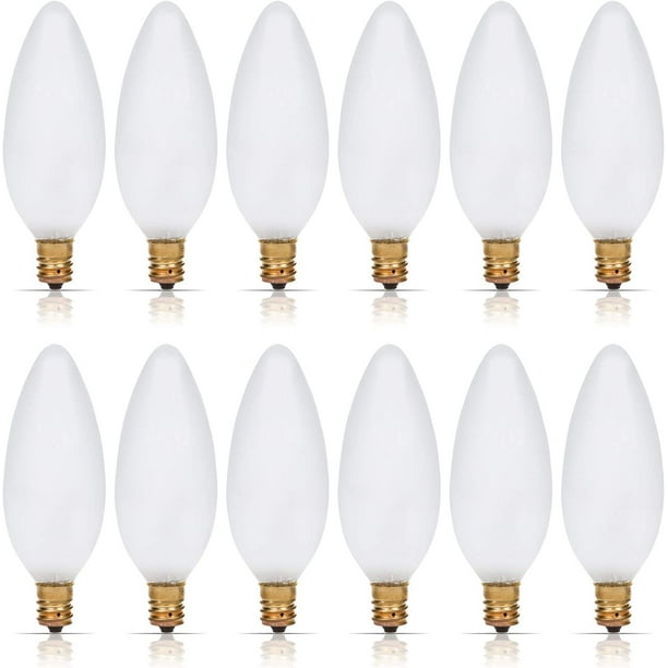 Simba Lighting Candelabra Torpedo Frosted B10 CTC 40W E12 Base Light Bulbs 120V Warm White 2700K