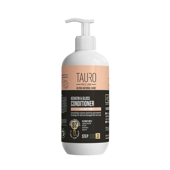 TAURO PRO LINE Ultra Natural Care Acondicionador de Keratina y Brillo para Mascotas 400 ml