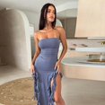 thumbnail image 2 of Bebetter Y2K Irregular Ruffle Bandeau Maxi Dress A, 2 of 2