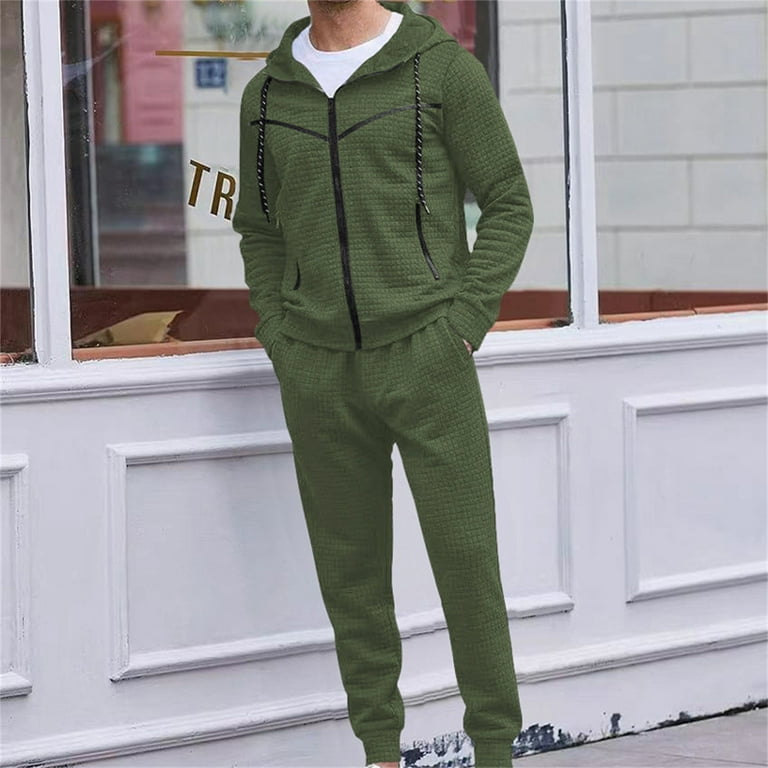 toraway Fashion Mens Suits 2 Piece Tan Men s Winter Tracksuit Hoodie Sports Tracksuit Casual Jogging Suit XL