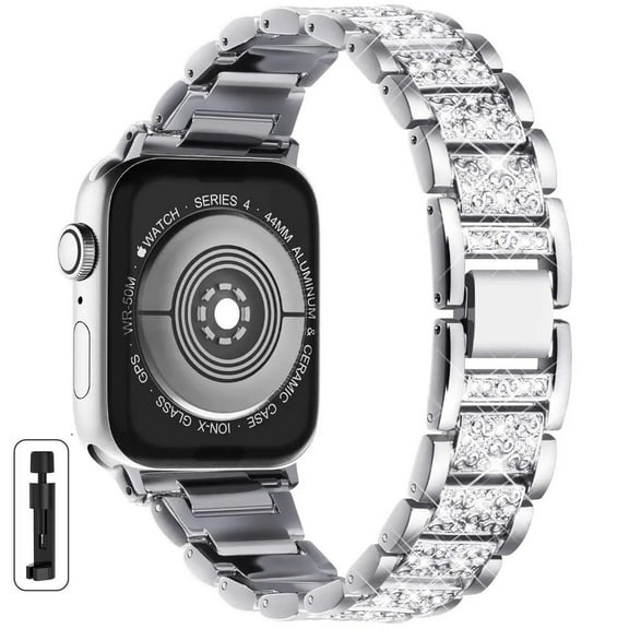 LEIXIUER Women Bling Stainless Steel Wristbands Compatible with Apple Watch Metal Bands 41mm 40mm 38mm 49mm 45mm 44mm 42mm, Diamonds Stainless Steel Band Replacement iWatch Series 9 8 7 SE 6 5 4 3 2 1