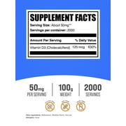 BulkSupplements Vitamin D3 (Cholecalciferol) Powder - 50mg per Serving - 100 Grams (3.5 oz) - 2000 Servings