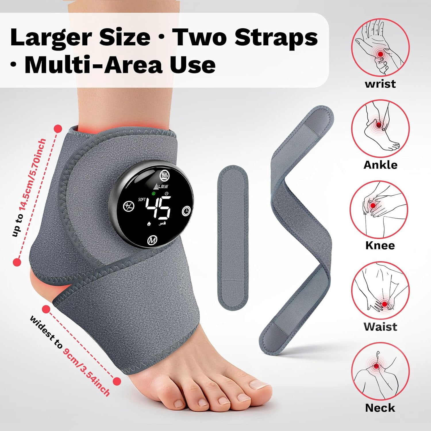 Large Fit Pro Foot Massager with Red-Light Therapy & Graphene Heating for Ankle Knee Back Neck