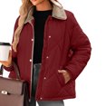thumbnail image 5 of UYISJ Women's Winter Casual Quilted Jackets Long Sleeve Button Down Puffer Jacket Padded Loose Fit Outerwear Coats with Pockets Red M, 5 of 9