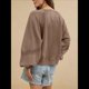 thumbnail image 5 of Sudadera Holgada Informal de Otoño para Mujer, con Cuello en V, Larga y Encaje, Estilo Farol, Estilo Corto Color Café XXL, 5 of 6
