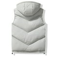 thumbnail image 4 of dzxyzu Men's Winter Hood Puffer Vest Sleeveless Warm Zipper Lightweight Jacket Vest Outdoor Thicken Vest Top Riding Skiing Fishing Waistcoat Jacket Gray, 4 of 4