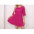 thumbnail image 2 of VEKDONE Sparkly Glitter Dress for Women Summer Short Sleeve Sequin Babydoll Dress Short Flowy Tiered Tunic Dress Party Club Night Dress Hot Pink XXL, 2 of 5