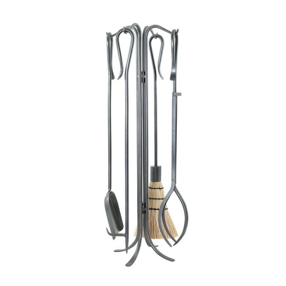 Minuteman International Hearth Hooks 5 Piece Fireplace Tool Set, Graphite