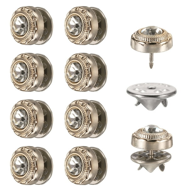 10 Conjuntos de Botones de Perlas, Botones de Perlas de 11.5 mm Sin Coser, Broches Desmontables para Ropa, Abrigo, Camisa (Blanco)