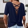 thumbnail image 2 of zbxnLI Womens Backless Top Open Back T Shirts Summer Breathable Short Sleeve Tee Top Casual Going out Shirt, 2 of 5