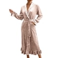 thumbnail image 3 of Gifts for Women Robes for Women Fuzzy House Coat Oversized Kimono Women's Sleepwear Spa Womens Bathrobe Khaki, 3 of 9