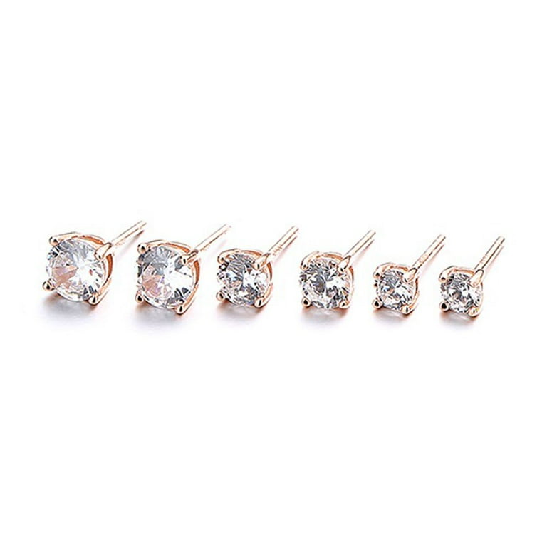 14K Rose Gold Stud Set with crystals from Swarovski Set of 3