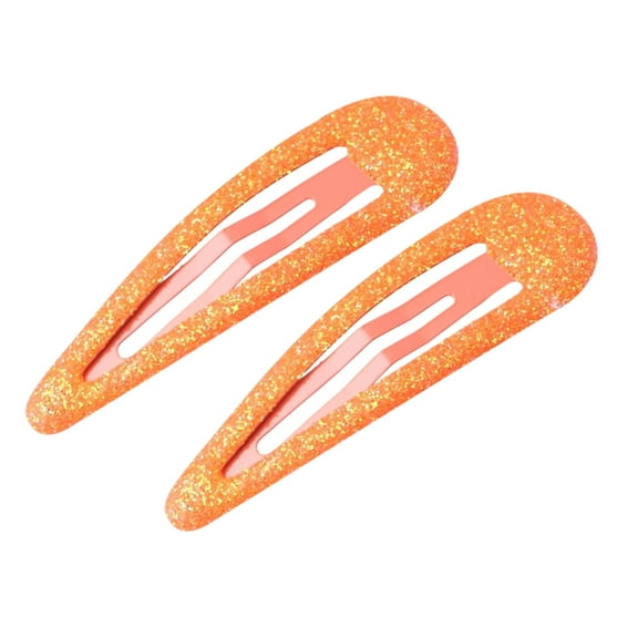 Hair Clips for Women, 2 Pack Orange Glitter Metal Snap Hair Barrettes, Sparkly Sequin Hollow Side Hair Pins, Lightweight Non-Slip Hair Clips for Women Daily Party Makeup Hairstyle Accessories