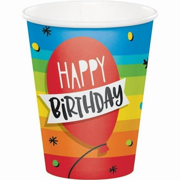 Creative Converting 332464 9 oz Rainbow Cake Paper Cups, 8 Count