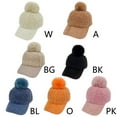thumbnail image 3 of GENEMA Women Winter Faux Fleece Baseball Peak Cap Fuzzy Warm Solid Color Cute Pompom Hip Hop Sunscreen Visor Brim Beanie Hat, 3 of 19