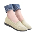 thumbnail image 2 of AUDeals Women Knitted Slip On Shoes, Round Toe Lightweight Comfortable Loafers, Breathable Mesh Walking Shoes (Beige, 7), 2 of 6