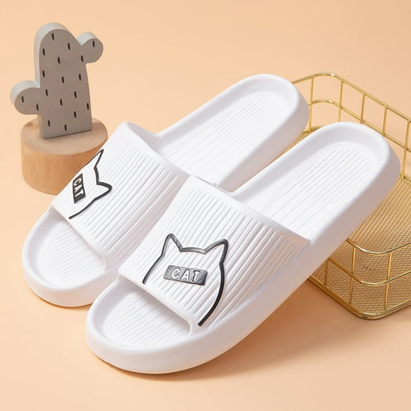 WILLBEST Red Slippers Women Slippers New Pattern Fashion Indoor and Outdoor Comfort Cartoon Cute Cat Print Comfortable Flat Sole