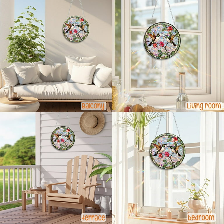 Suncatcher 1pc Multicolor Acryl Vogels Suncatcher Opknoping Ambachten Window Panel Vogel Ornamenten Hanger Woondecoratie Geschenken voor Vogel Lover (Color : Dark Khaki