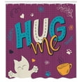thumbnail image 3 of Ambesonne Hug Shower Curtain, Cat Tea Cup and Hug Me, 69"Wx75"L, Multicolor, 3 of 3