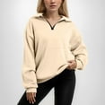 thumbnail image 4 of Women's Casual Sweatshirt Quarter Zip up Solid Color V Neck Long Sleeved Pullover Fall Outfits Lightweight Comfy Y2k Tops 2025 with Pockets, 4 of 5