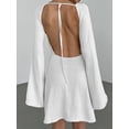 thumbnail image 4 of Gupgi Femmes Tricot Solide Couleur Dos Nu Manches Longues Décontracté en Vrac Mini Robe, 4 of 6