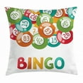 thumbnail image 1 of Bingo Throw Pillow Cushion Cover, Lottery Game Illustration Colorful Balls with Various Number and Bingo Lettering, Decorative Square Accent Pillow Case, 20 X 20 Inches, Multicolor, by Ambesonne, 1 of 2