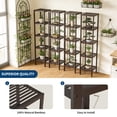 thumbnail image 3 of Multifunctional Bamboo Storage Shelf with Slatted Shelves Standing Towel Rack, 5 Tier Shelving Unit Corner Rack for Bathroom Entryway Bedroom Kitchen Living Room Balcony, 3 of 7