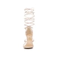 thumbnail image 6 of BLISSFUL STEP Women Strappy Straps Lace Up Stiletto Heel Sandals Beige 9, 6 of 8