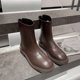 thumbnail image 2 of NECHOLOGY Botas Mujer Zapatos Botines para mujer Moda mujer cuero artificial Color sólido otoño suela gruesa tacones cuadrados cremallera botines cortos zapatos de punta redonda (Brown, 6.5), 2 of 7