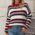 thumbnail image 6 of BLVB Women's 2024 Casual Fall Sweaters Stripe Long Sleeve Ribbed Knit Sweater Loose Crewneck Pullover Jumper Tops, 6 of 9
