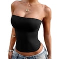thumbnail image 2 of Womens Tube Tops Strapless Crop Tops Basic Backless Sleeveless Going Out 2026 Spring Summer Clothes Black XL, 2 of 7
