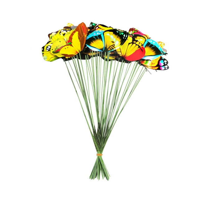 Vacemry under $5 Butterfly Decor, Butterfly Decor, 50 Pack PVC Garden Insertion Stakes, Waterproof Weather Resistant Material, 3D Wing Designs with Adjustable Angles, Colorful Outdoor Accents
