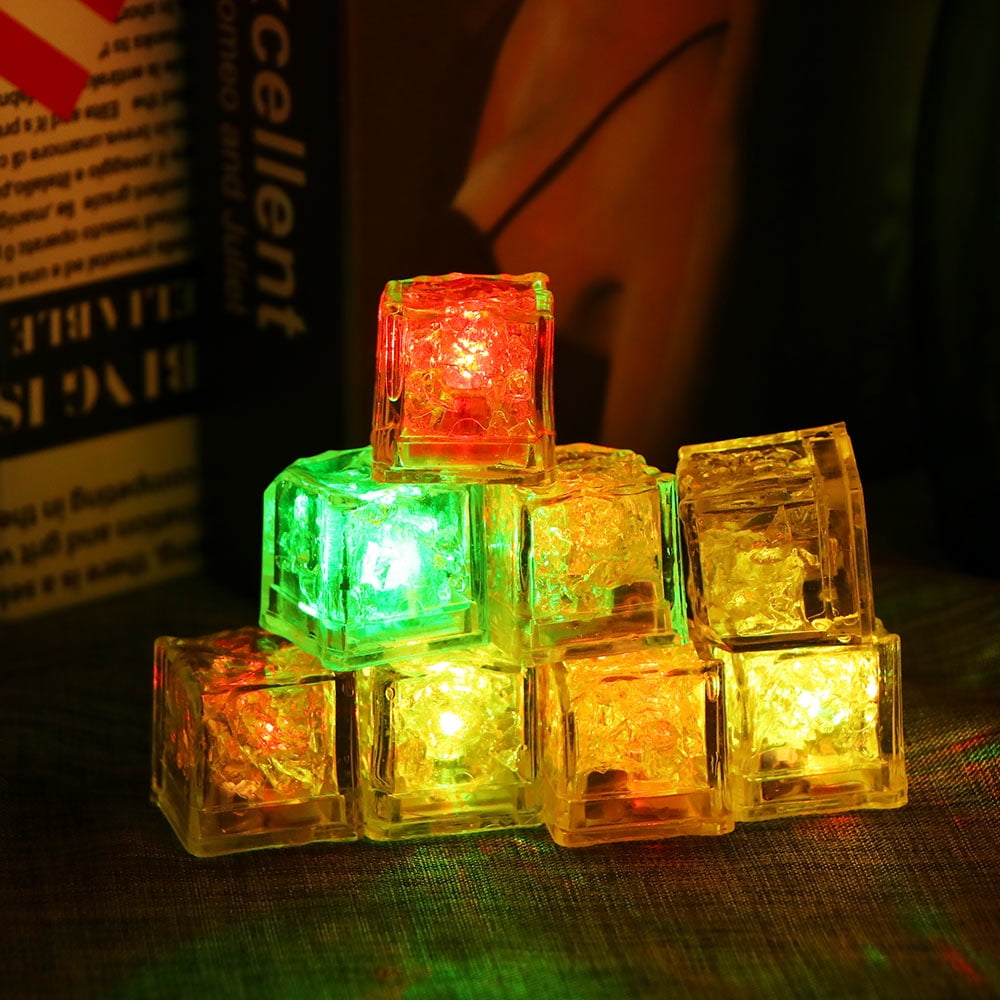 Details about   12Pcs Water Submersible Light Up LED Ice Cube Color Changing Party Luminous 