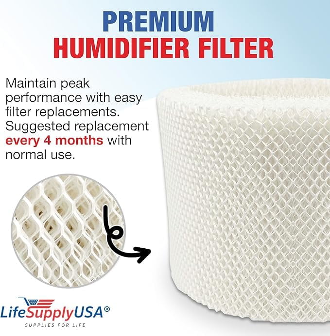 HWF75 Humidifier Filter D Wick Replacement Compatible with Holmes HWF75CS, HM3500, HM3600, Sunbeam SCM3501, SCM3502, Honeywell HCM6009 Cool Mist Humidifiers by LifeSupplyUSA