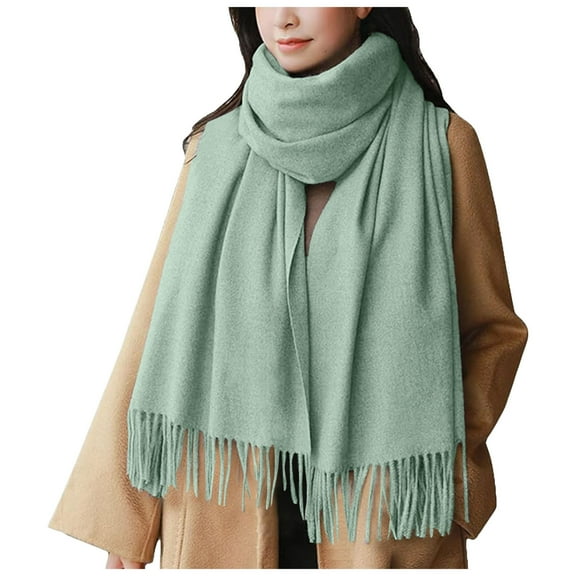 Gubotare Women's Cozy Warm Winter Fall Blanket Scarf Stylish Soft Chunky Checked Giant Scarves Shawls Scarves for Autumn And Winter (Light Green,One Size)