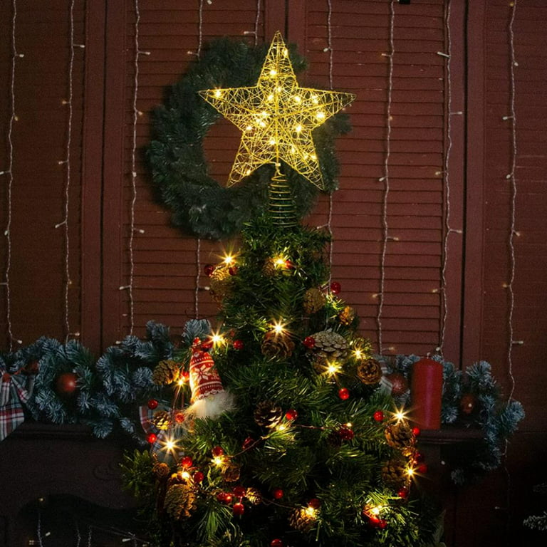 Holiday Time LED Christmas Tree Topper, Gold Star, 15 