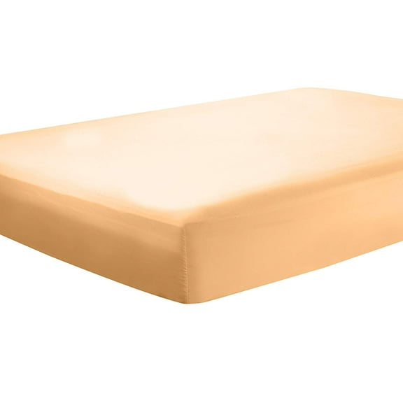 Clara Clark Premier 1800 Collection Single Fitted Sheet, Twin Size, Apricot Buff Orange