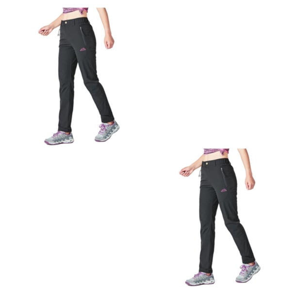 Guardurnaity Pantalones de senderismo para mujer, pantalones finos de secado rápido para acampar al aire libre, pantalones de chándal Negro METRO 2piezas