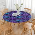 thumbnail image 3 of Elastic Edge Round Table Cover in Floral Boho, 44 Inch Diameter Fits 38-42 Inch Tables, Easy Clean Surface, 3 of 7