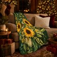 thumbnail image 3 of Rustic Sunflower Bumblebee Botanical Garden Scene, Rustic Botanical Portrait, Warm Flannel Blanket for Sunroom and Reading Nook, Garden Lovers Housewarming Gift, Rustic Home Decor, 3 of 9